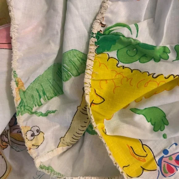 VINTAGE 80s SESAME STREET Twin Sheets Safari Pink Elephant Jungle Animal - Picture 3 of 5